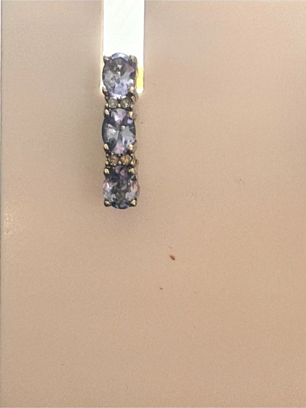 Vintage 925 Sterling Silver Tanzanite Half Hoop Earrings #363 - Picture 3 of 7
